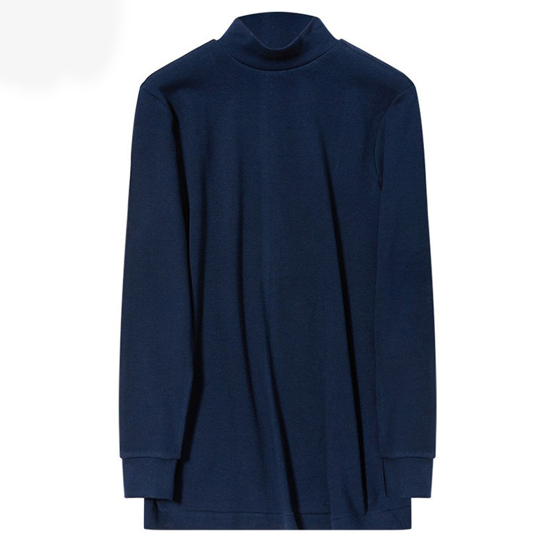 半高领睡衣纯棉长袖内衣纯色简约家居服打底衫中领睡衣上装棉秋季