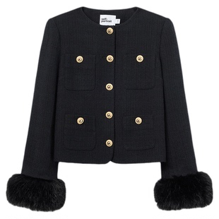 [Jisoo智秀同款]self-portrait 2025秋冬新款经典黑小香风短外套