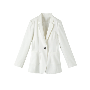 晚白2026年春新款气质高级感面试公考翻领上衣一粒扣西装外套女