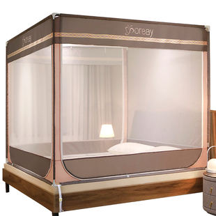 2025新款儿童防摔蚊帐家用免安装高级防尘顶布遮光蒙古包纹账支架