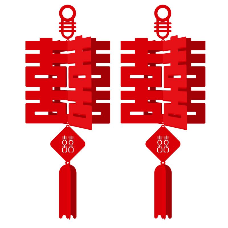 婚房布置裝飾立體燈籠喜字掛件女方房間門(mén)口掛飾婚禮結(jié)婚用品大全