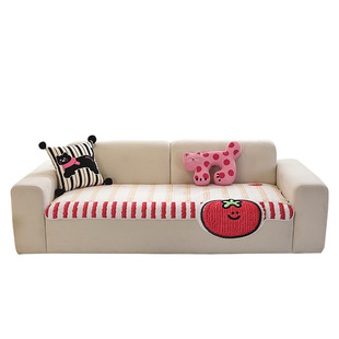 秋冬毛绒沙发垫四季通用2026新款卡通风防滑皮沙发座垫一片式套罩