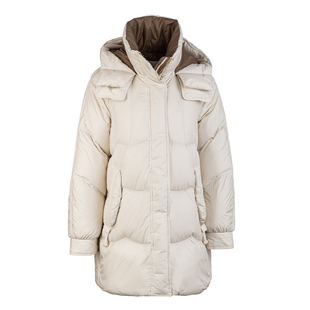 名师路中长款插肩袖羽绒服女款冬季新款直筒白鸭绒设计感