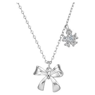 周六福S925纯银蝴蝶结项链吊坠2025高级设计感简约百搭气质锁骨链