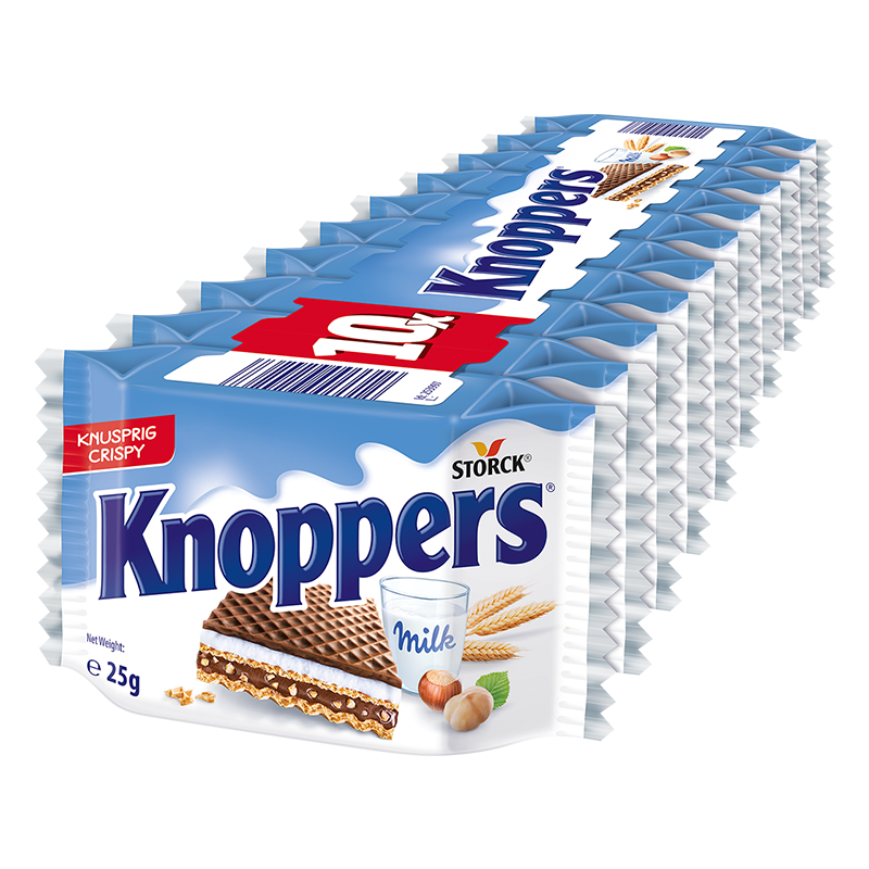 Knoppers优力享榛子威化饼干德国进口网红休闲独立小包零食10片装