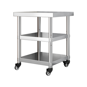 特厚不锈钢可移动带轮厨房操作台