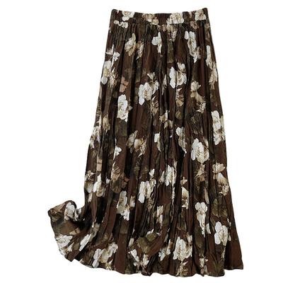 0192-山茶花乱褶复古百褶半身裙