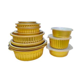 密封不漏锡纸盒金色圆形锡纸碗加厚火锅花甲粉冒菜保温铝箔打包盒