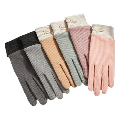 卡帝乐鳄鱼冬季女士加绒保暖手套