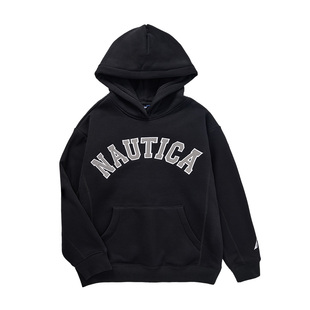NAUTICA/诺帝卡童装男童女童连帽加绒卫衣秋冬季儿童保暖美式复古
