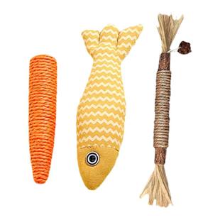 猫玩具磨牙棒猫薄荷逗猫棒剑麻球耐咬发声自嗨解闷神器小猫咪用品