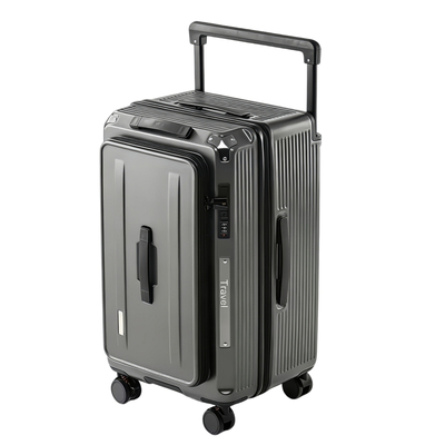 侧开盖宽拉杆可扩容大容量行李箱