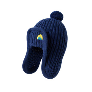 尼多熊2025儿童帽子宝宝毛线帽护耳帽男童女宝保暖针织帽秋冬季