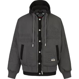 EVISU 福神男士商标和海鸥图案加厚飞行员夹克外套