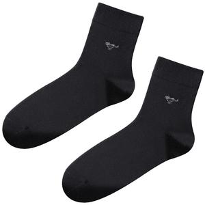 七匹狼男士袜子纯棉中筒袜防臭吸汗100%全棉袜商务黑色7a抗菌男袜