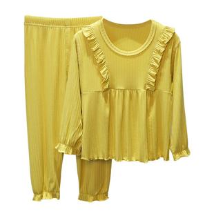 儿童睡衣女童莫代尔冰丝薄款套装小女孩空调家居服宝宝大童两件套