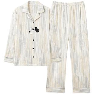 纯棉情侣睡衣女春秋季长袖2025新款男女士卡通可爱休闲家居服套装