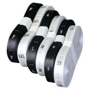 高档服装码标缎面织边码唛尺码唛木梭机号码标英文数字布标织领标