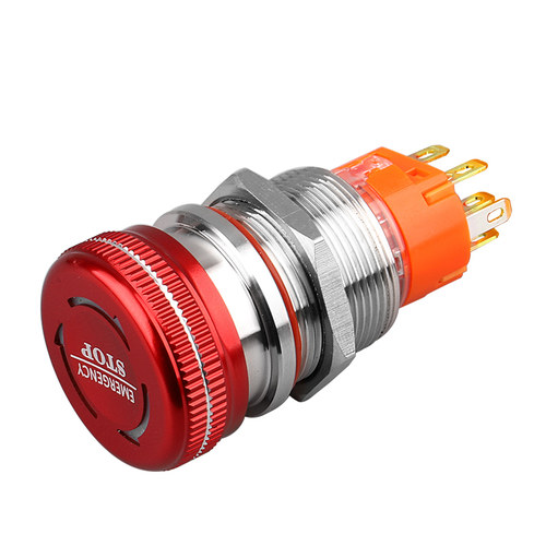 蓝波厂家M5系列金属紧急停止开关按钮急停钮19mm22mm防水带灯24V