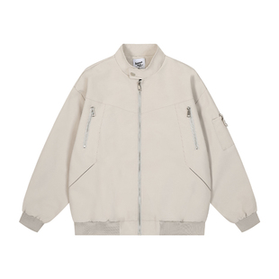 悟空有货美式高街立领工装飞行员夹克男潮牌拉链设计感棒球服外套