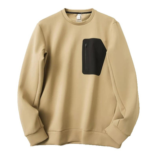 果断入手！亲肤透气！吸湿速干压胶口袋男士运动户外圆领休闲卫衣