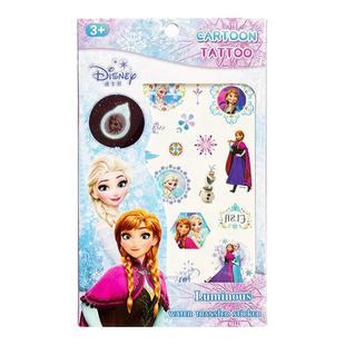 夜光纹身贴冰雪奇缘爱莎公主转印贴卡通儿童贴纸男孩女孩水印印花水贴可爱可洗透明贴纸装饰图案小礼物