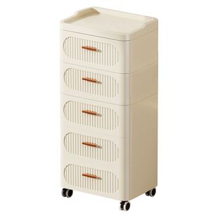 奶油风抽屉式收纳柜多层置物柜客厅杂物五斗柜床头可移动储物柜子