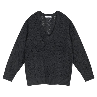 GLOBAL WORK 针织衫女2025冬季新款慵懒感V领镂空套头毛衣599493