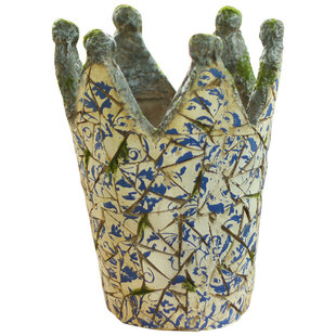 欧式手绘复古仿青花仿陶瓷皇冠花盆别墅花园户外阳台防绿苔大花盆