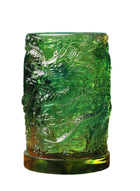 古东东琉璃龙纹浮雕祥龙笔筒