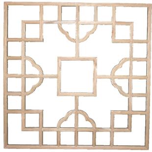 东阳木雕新中式木格栅实木花格隔断背景墙玄关方形吊顶灯罩特价