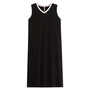 睡裙女睡衣夏季莫代尔无袖背心夏款长款黑色高级感V领休闲可外穿