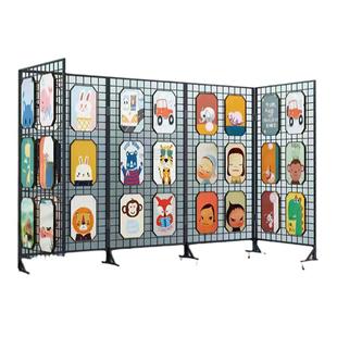 折叠网格移动落地立式展示架幼儿园作品展书画展商品美术户外展示