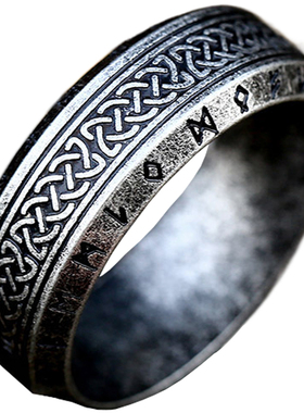 男钛钢北欧卢恩符文戒指复古潮人
