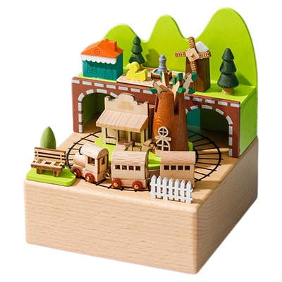 治愈圣诞礼物小火车音乐盒八音盒