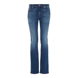 7 For All Mankind女中腰修身显瘦蓝色水洗微喇牛仔喇叭裤BOOTCUT