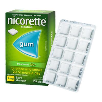 强生力克雷尼古丁Nicorette戒烟瘾神器零食薄荷口香糖4mg*105片