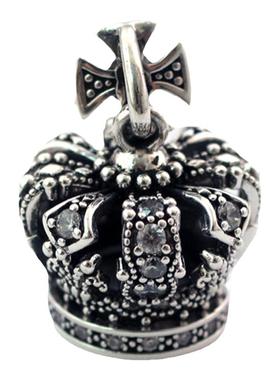 MS925纯银JSDV镶嵌皇冠吊坠个性精工时尚朋克复古前卫男女款大号
