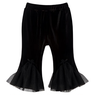 木本尚女童秋冬裤子休闲长裤2026新款宝宝丝绒喇叭裤修身款松紧腰