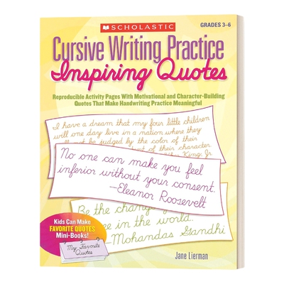 英文原版 Cursive Writing Practice: Inspiring Quotes 英文书法练习 圆体字 英文版 进口英语原版书籍儿童图书