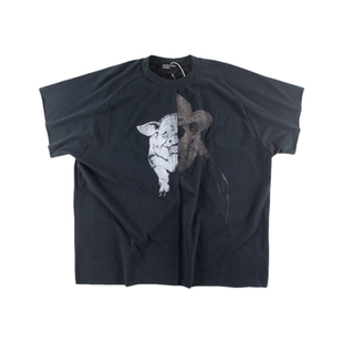 ERD忧郁富二代拼接猪人印花水洗短袖高街美式休闲潮牌流行T恤Tee