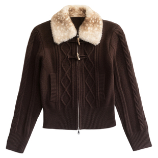 【现货】易碎商店·小鹿斑斑 复古绞花针织毛衣新年修身上衣外套