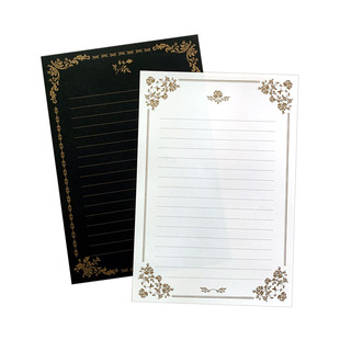 黑白小信纸信封套装 A5浪漫情书稿纸印金色 送男女朋友可定制文字