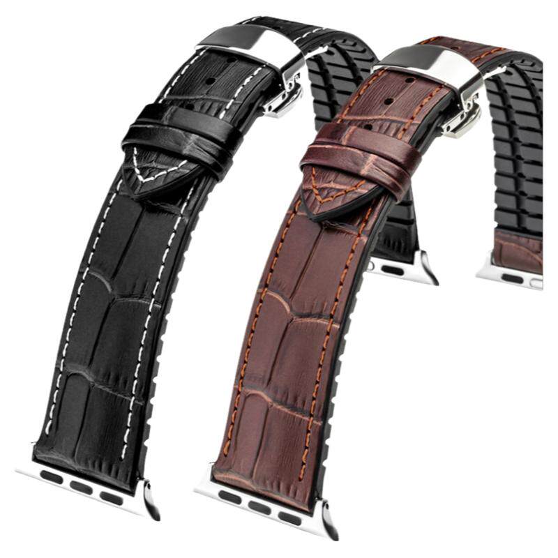 适用于 apple watch表带真皮iwatch 2/3/4/5/6/7/8/9/10代 防水防汗苹果表带时尚个性牛皮男女新款