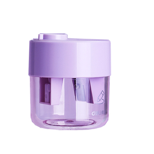 得力双孔卷笔刀儿童小学生专用削笔刀迷你小型便携大口径手动削笔器转笔刀粗杆洞洞铅笔刀幼儿园多功能刨笔机