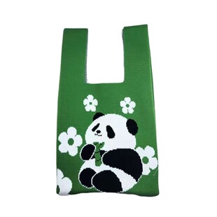 成都爷爷同款熊猫小针织包编织手拎袋手提饭盒布袋基地儿童礼物女