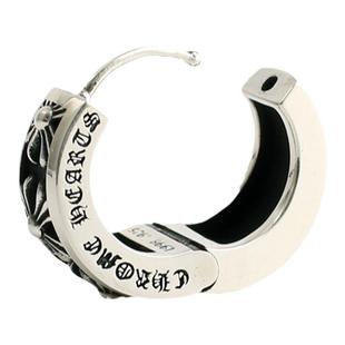 一休老银匠手工制作 S925纯银 十字花 半圆环潮流朋克男女款耳环