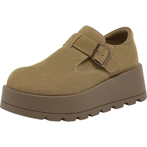 百思图冬季商场新款厚底增高驼色勃肯鞋休闲女单鞋F3109DM5