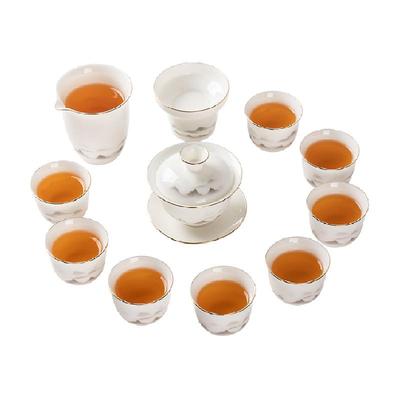 金镶玉新款羊脂玉白瓷功夫茶具