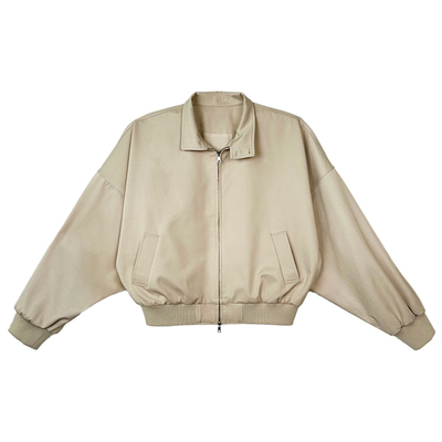 咖色立领廓形短款夹克外套